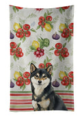 Black and Tan Shiba Inu Vegetables Kitchen Towel Velour Plush Front and Cotton Loop Back Machine Washable