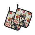 Black and Tan Shiba Inu Vegetables Pot Holder Set of 2 Heat Resistant Quilted Hot Pads 7.5 x 7.5 Inch, Insulated Kitchen Trivets for Cooking & Baking