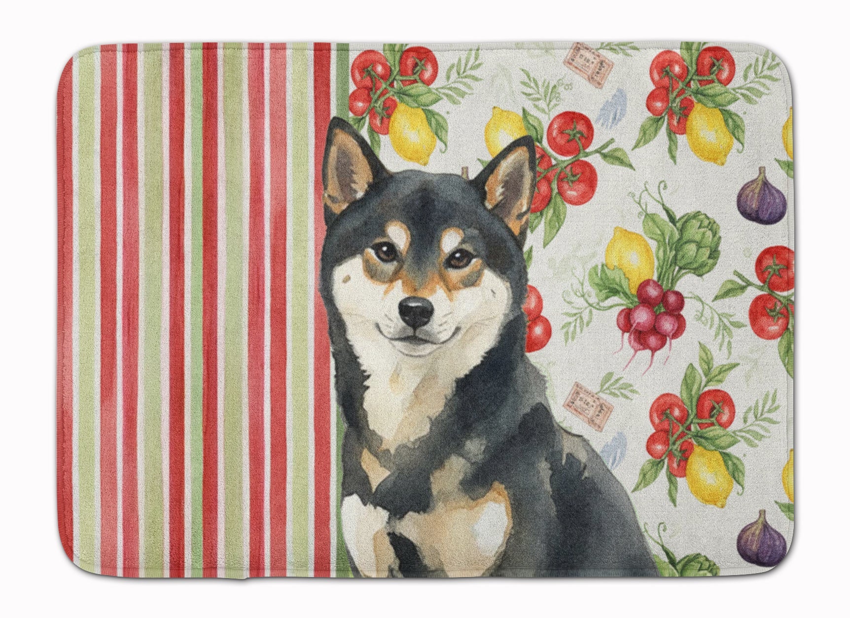 Black and Tan Shiba Inu Vegetables Memory Foam Kitchen Mat Machine Washable Anti-Fatigue Cushion Comfort Bath or Kitchen Rug