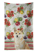 Cream Shiba Inu Vegetables Kitchen Towel Velour Plush Front and Cotton Loop Back Machine Washable