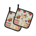 Cream Shiba Inu Vegetables Pot Holder Set of 2 Heat Resistant Quilted Hot Pads 7.5 x 7.5 Inch, Insulated Kitchen Trivets for Cooking & Baking