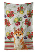 Red Shiba Inu Vegetables Kitchen Towel Velour Plush Front and Cotton Loop Back Machine Washable