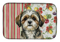 Brindle Shih Tzu Vegetables Dish Drying Mat Absorbent Dish Drying Mat Pad for Kitchen Counter Dish Drainer Mat for Countertop, 14 x 21", Multicolor