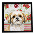 Gold and White Shih Tzu Vegetables Framed Metal Print Bathroom, Kitchen, Office, Home Decor Wall Art Ready to Hang, Square, 8X8