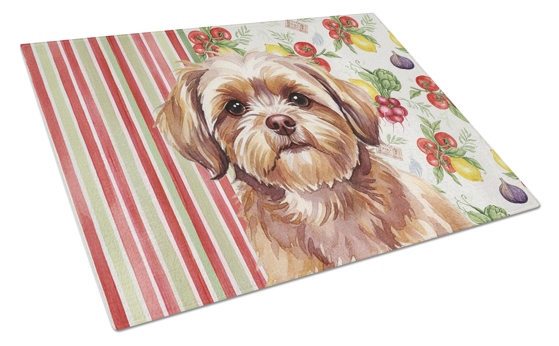 Liver Shih Tzu Vegetables Cutting Board Tempered Glass Kitchen Cutting Surface, Heat Resistant Chopping, Non-Slip Feet, Food Prep & Serving