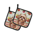 Liver Shih Tzu Vegetables Pot Holder Set of 2 Heat Resistant Quilted Hot Pads 7.5 x 7.5 Inch, Insulated Kitchen Trivets for Cooking & Baking
