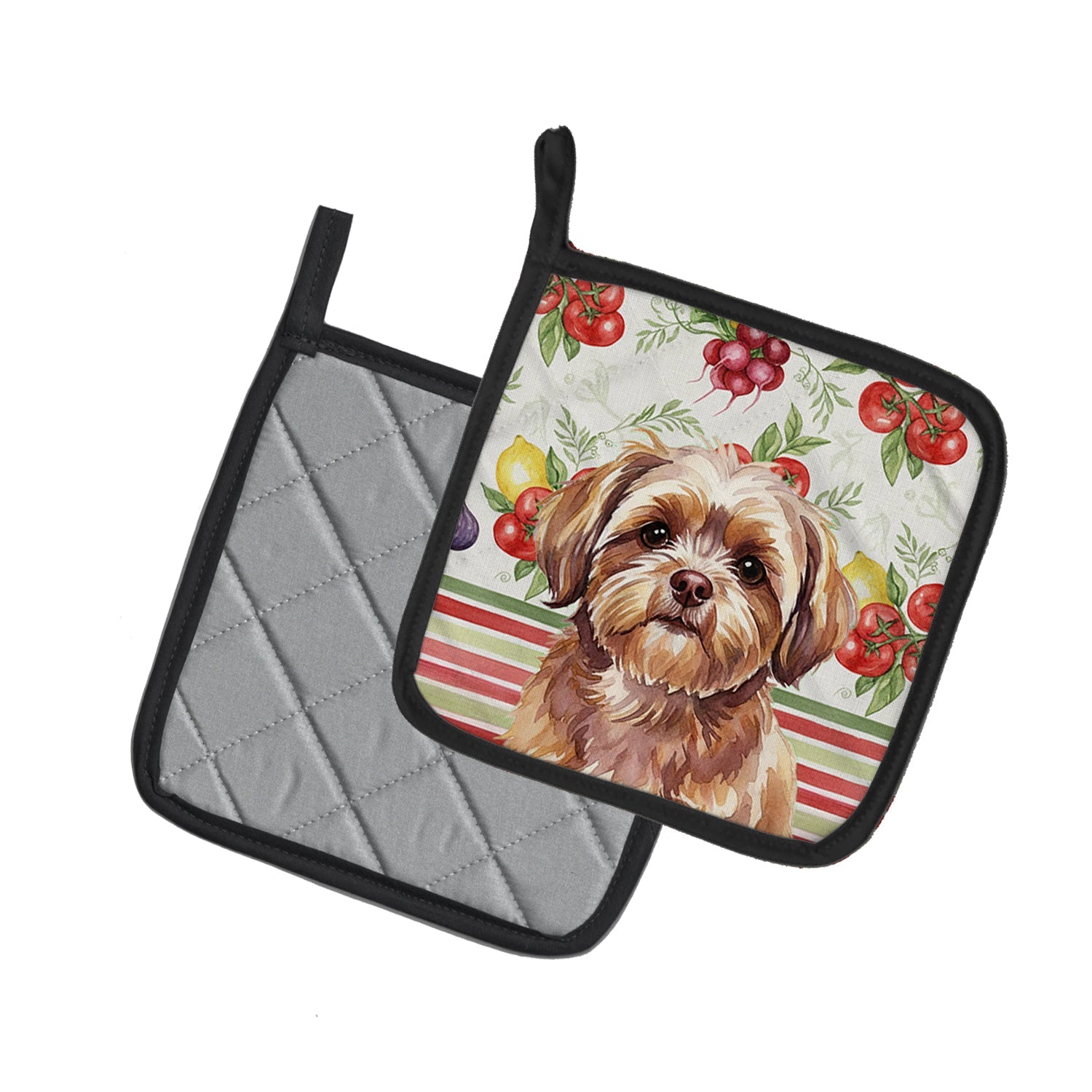 Liver Shih Tzu Vegetables Pot Holder Set of 2 Heat Resistant Quilted Hot Pads 7.5 x 7.5 Inch, Insulated Kitchen Trivets for Cooking & Baking