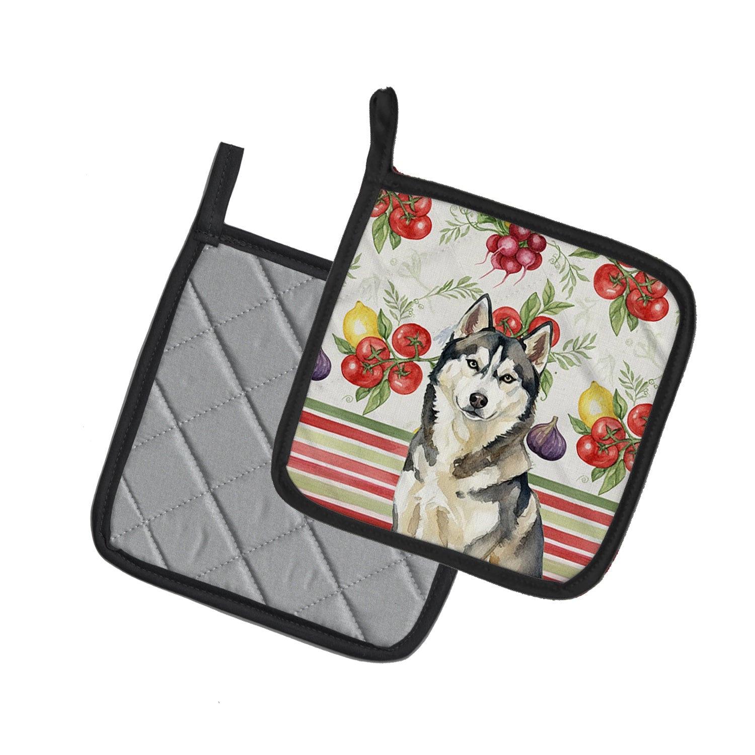 Agouti Siberian Husky Vegetables Pot Holder Set of 2 Heat Resistant Quilted Hot Pads 7.5 x 7.5 Inch, Insulated Kitchen Trivets for Cooking & Baking