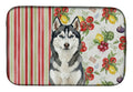 Siberian Husky Vegetables Dish Drying Mat Absorbent Dish Drying Mat Pad for Kitchen Counter Dish Drainer Mat for Countertop, 14 x 21", Multicolor