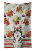 Siberian Husky Vegetables Kitchen Towel Velour Plush Front and Cotton Loop Back Machine Washable