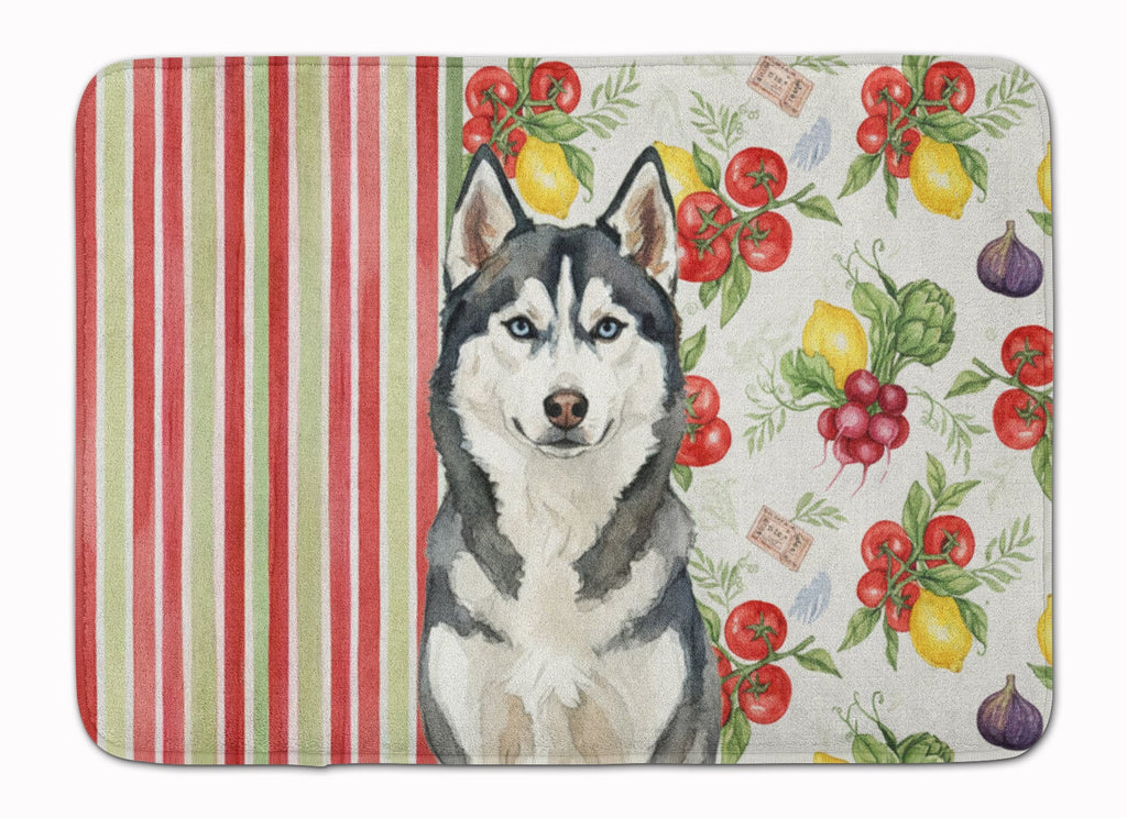Siberian Husky Vegetables Memory Foam Kitchen Mat Machine Washable Anti-Fatigue Cushion Comfort Bath or Kitchen Rug