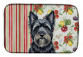 Black Skye Terrier Vegetables Dish Drying Mat Absorbent Dish Drying Mat Pad for Kitchen Counter Dish Drainer Mat for Countertop, 14 x 21", Multicolor