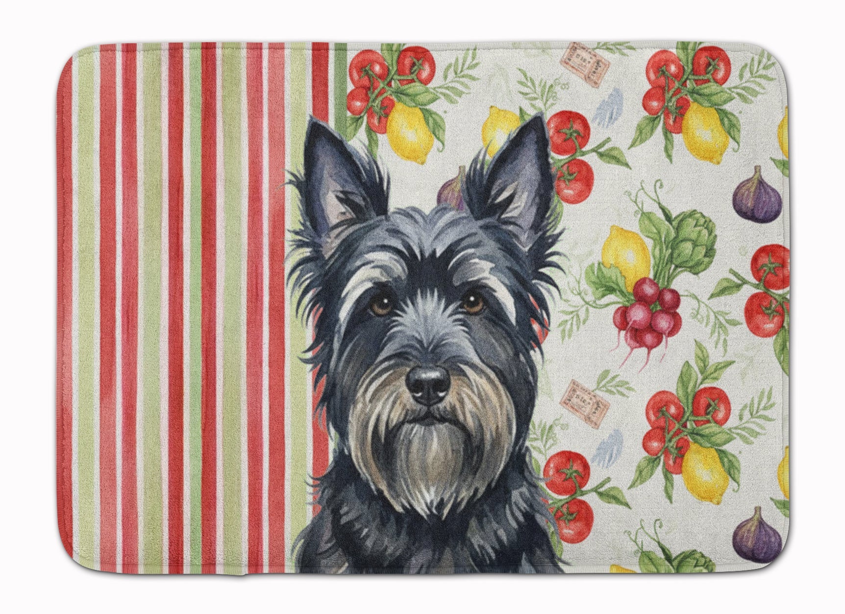 Black Skye Terrier Vegetables Memory Foam Kitchen Mat Machine Washable Anti-Fatigue Cushion Comfort Bath or Kitchen Rug