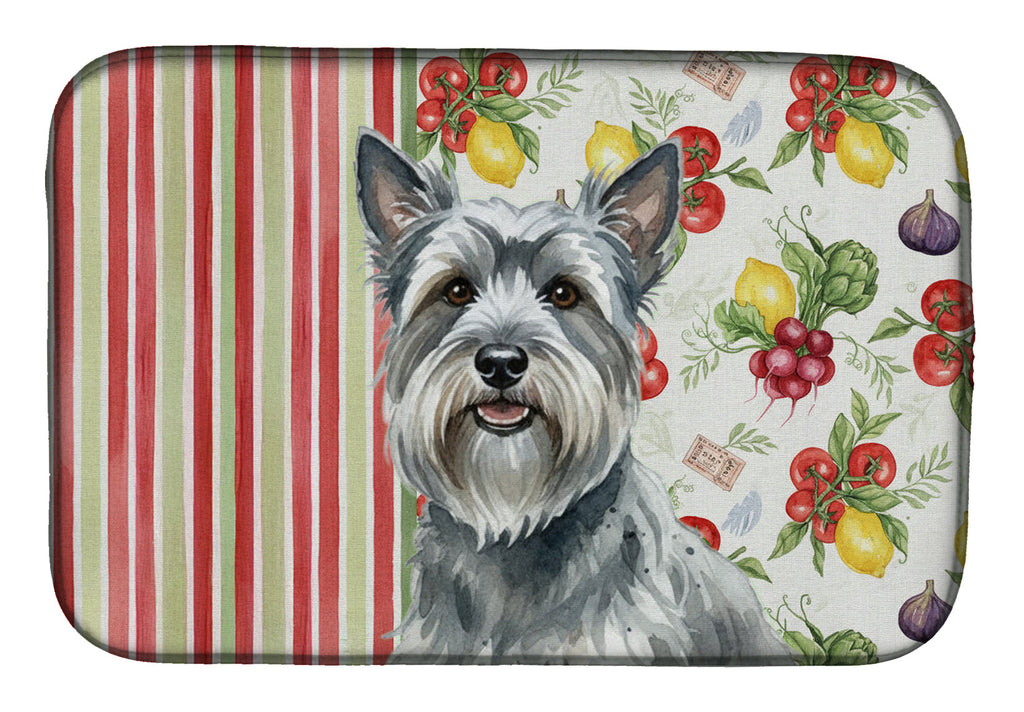 Gray Skye Terrier Vegetables Dish Drying Mat Absorbent Dish Drying Mat Pad for Kitchen Counter Dish Drainer Mat for Countertop, 14 x 21", Multicolor