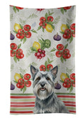 Gray Skye Terrier Vegetables Kitchen Towel Velour Plush Front and Cotton Loop Back Machine Washable