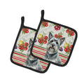 Gray Skye Terrier Vegetables Pot Holder Set of 2 Heat Resistant Quilted Hot Pads 7.5 x 7.5 Inch, Insulated Kitchen Trivets for Cooking & Baking