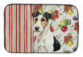 Smooth Fox Terrier Vegetables Dish Drying Mat Absorbent Dish Drying Mat Pad for Kitchen Counter Dish Drainer Mat for Countertop, 14 x 21", Multicolor