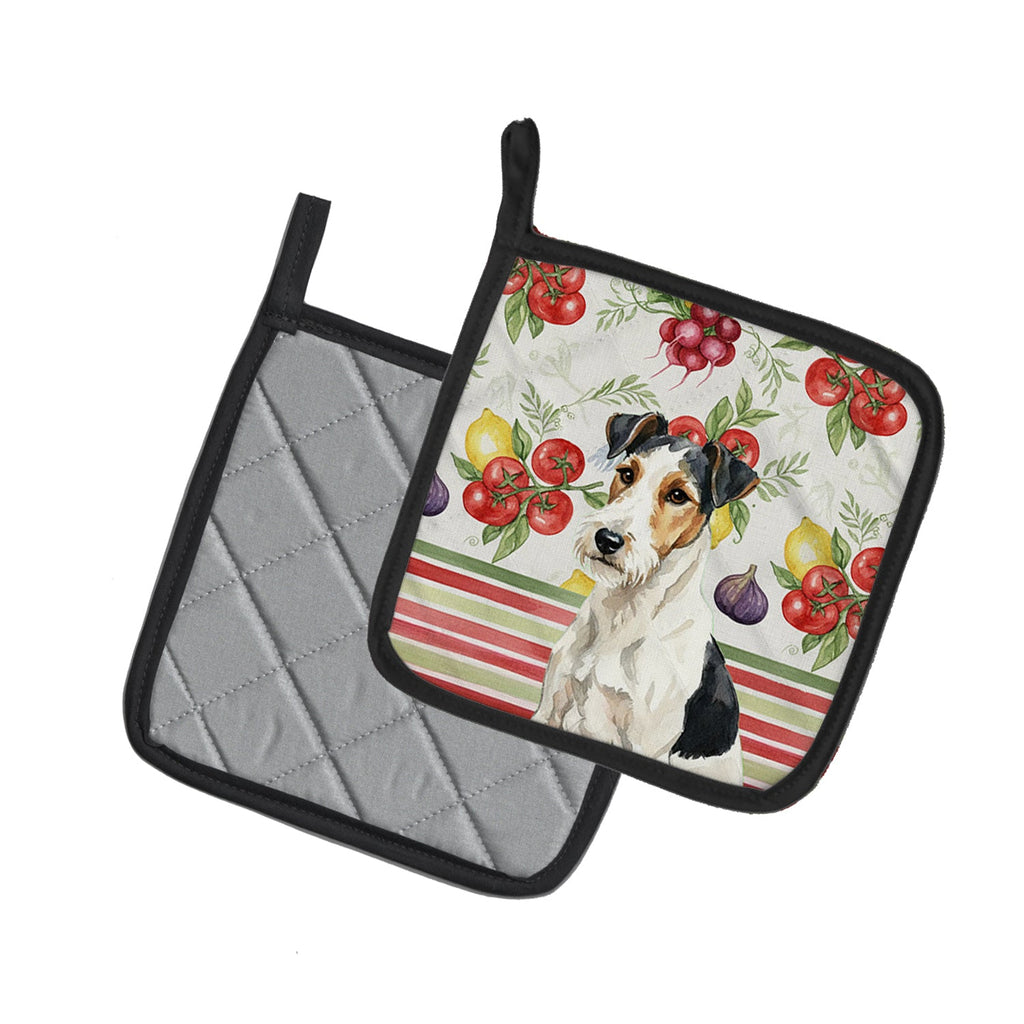 Smooth Fox Terrier Vegetables Pot Holder Set of 2 Heat Resistant Quilted Hot Pads 7.5 x 7.5 Inch, Insulated Kitchen Trivets for Cooking & Baking