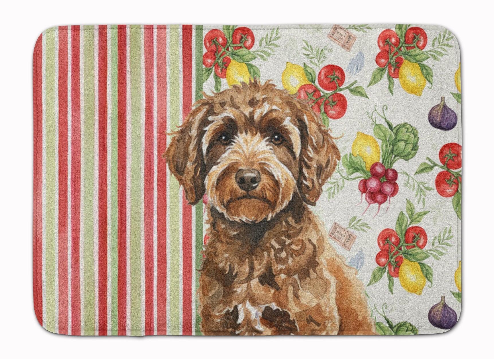 Spanish Water Dog Vegetables Memory Foam Kitchen Mat Machine Washable Anti-Fatigue Cushion Comfort Bath or Kitchen Rug