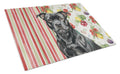 Black Staffordshire Bull Terrier Vegetables Cutting Board Tempered Glass Kitchen Cutting Surface, Heat Resistant Chopping, Non-Slip Feet, Food Prep & Serving