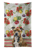 Brindle Staffordshire Bull Terrier Vegetables Kitchen Towel Velour Plush Front and Cotton Loop Back Machine Washable