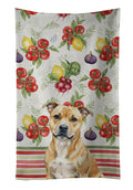 Fawn Staffordshire Bull Terrier Vegetables Kitchen Towel Velour Plush Front and Cotton Loop Back Machine Washable