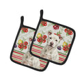 White Staffordshire Bull Terrier Vegetables Pot Holder Set of 2 Heat Resistant Quilted Hot Pads 7.5 x 7.5 Inch, Insulated Kitchen Trivets for Cooking & Baking
