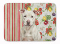 White Staffordshire Bull Terrier Vegetables Memory Foam Kitchen Mat Machine Washable Anti-Fatigue Cushion Comfort Bath or Kitchen Rug