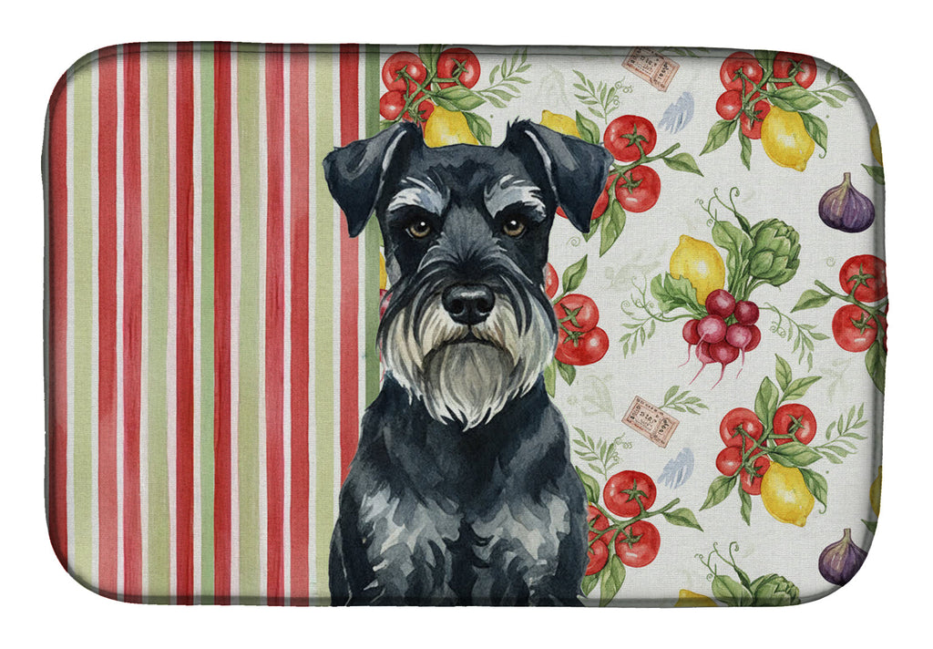 Standard Schnauzer Vegetables Dish Drying Mat Absorbent Dish Drying Mat Pad for Kitchen Counter Dish Drainer Mat for Countertop, 14 x 21", Multicolor