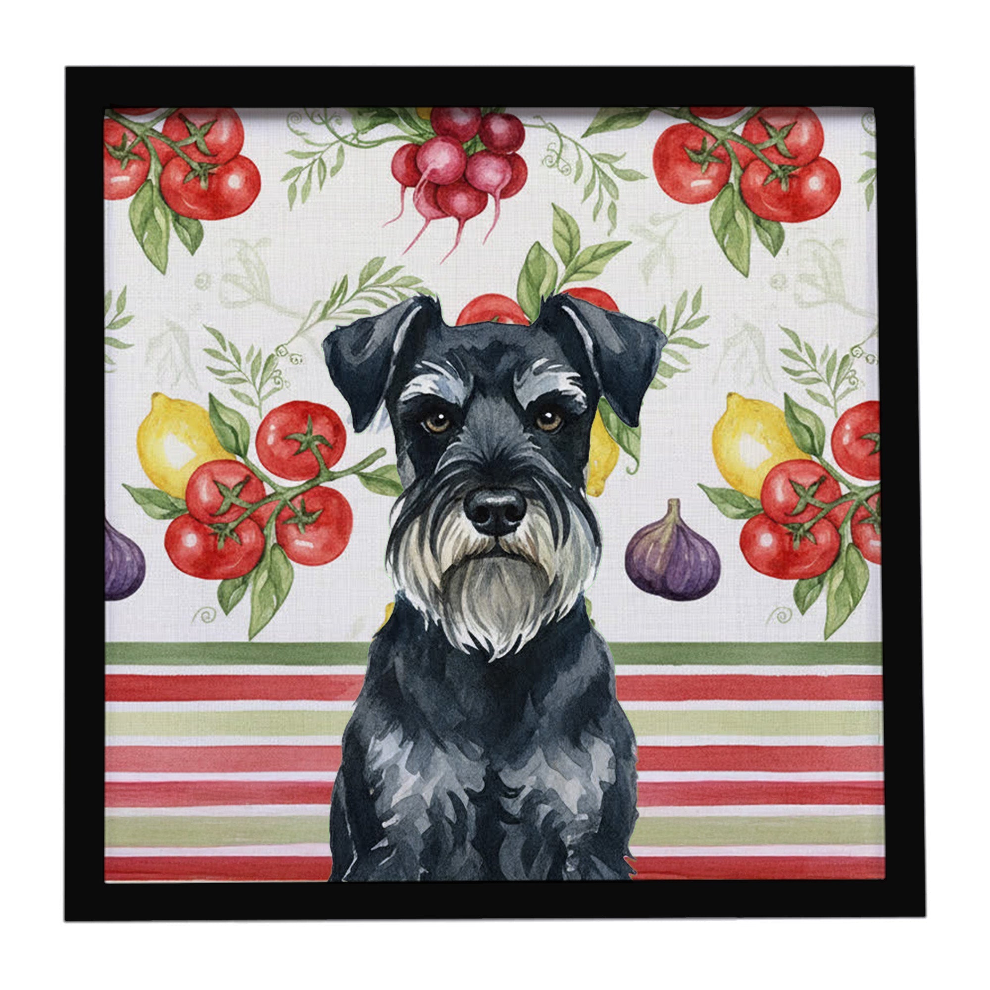 Standard Schnauzer Vegetables Framed Metal Print Bathroom, Kitchen, Office, Home Decor Wall Art Ready to Hang, Square, 8X8
