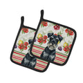 Standard Schnauzer Vegetables Pot Holder Set of 2 Heat Resistant Quilted Hot Pads 7.5 x 7.5 Inch, Insulated Kitchen Trivets for Cooking & Baking