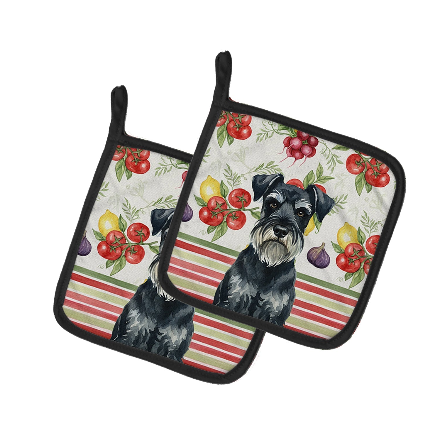 Standard Schnauzer Vegetables Pot Holder Set of 2 Heat Resistant Quilted Hot Pads 7.5 x 7.5 Inch, Insulated Kitchen Trivets for Cooking & Baking