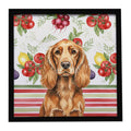 Sussex Spaniel Vegetables Framed Metal Print Bathroom, Kitchen, Office, Home Decor Wall Art Ready to Hang, Square, 8X8