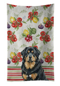 Black and Tan Tibetan Mastiff Vegetables Kitchen Towel Velour Plush Front and Cotton Loop Back Machine Washable