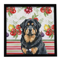 Black and Tan Tibetan Mastiff Vegetables Framed Metal Print Bathroom, Kitchen, Office, Home Decor Wall Art Ready to Hang, Square, 8X8