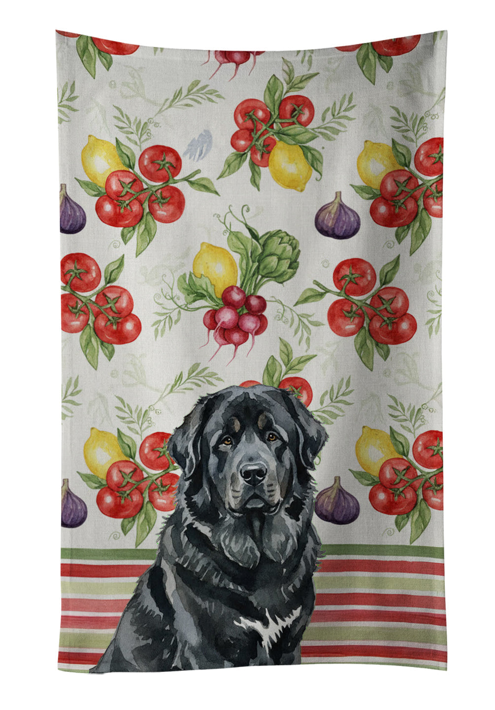Black Tibetan Mastiff Vegetables Kitchen Towel Velour Plush Front and Cotton Loop Back Machine Washable