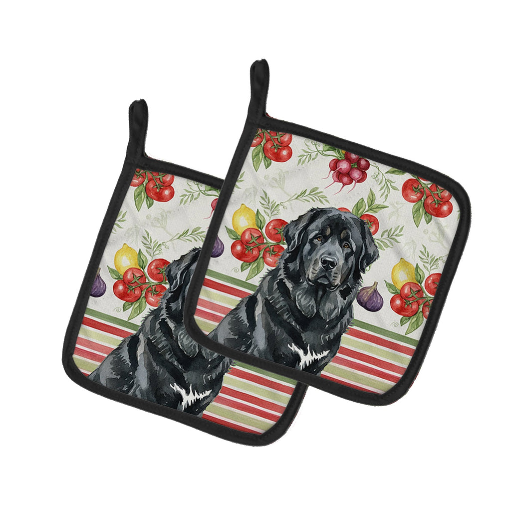 Black Tibetan Mastiff Vegetables Pot Holder Set of 2 Heat Resistant Quilted Hot Pads 7.5 x 7.5 Inch, Insulated Kitchen Trivets for Cooking & Baking