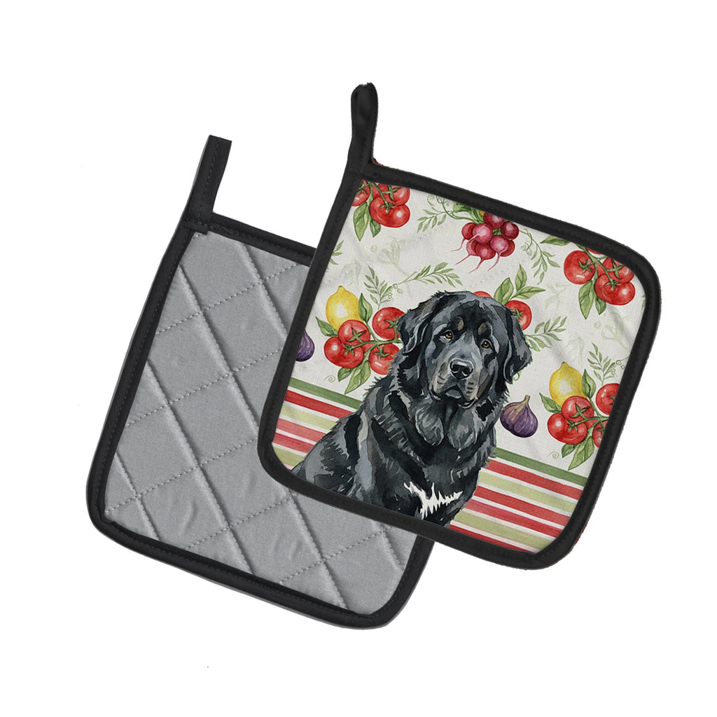 Black Tibetan Mastiff Vegetables Pot Holder Set of 2 Heat Resistant Quilted Hot Pads 7.5 x 7.5 Inch, Insulated Kitchen Trivets for Cooking & Baking