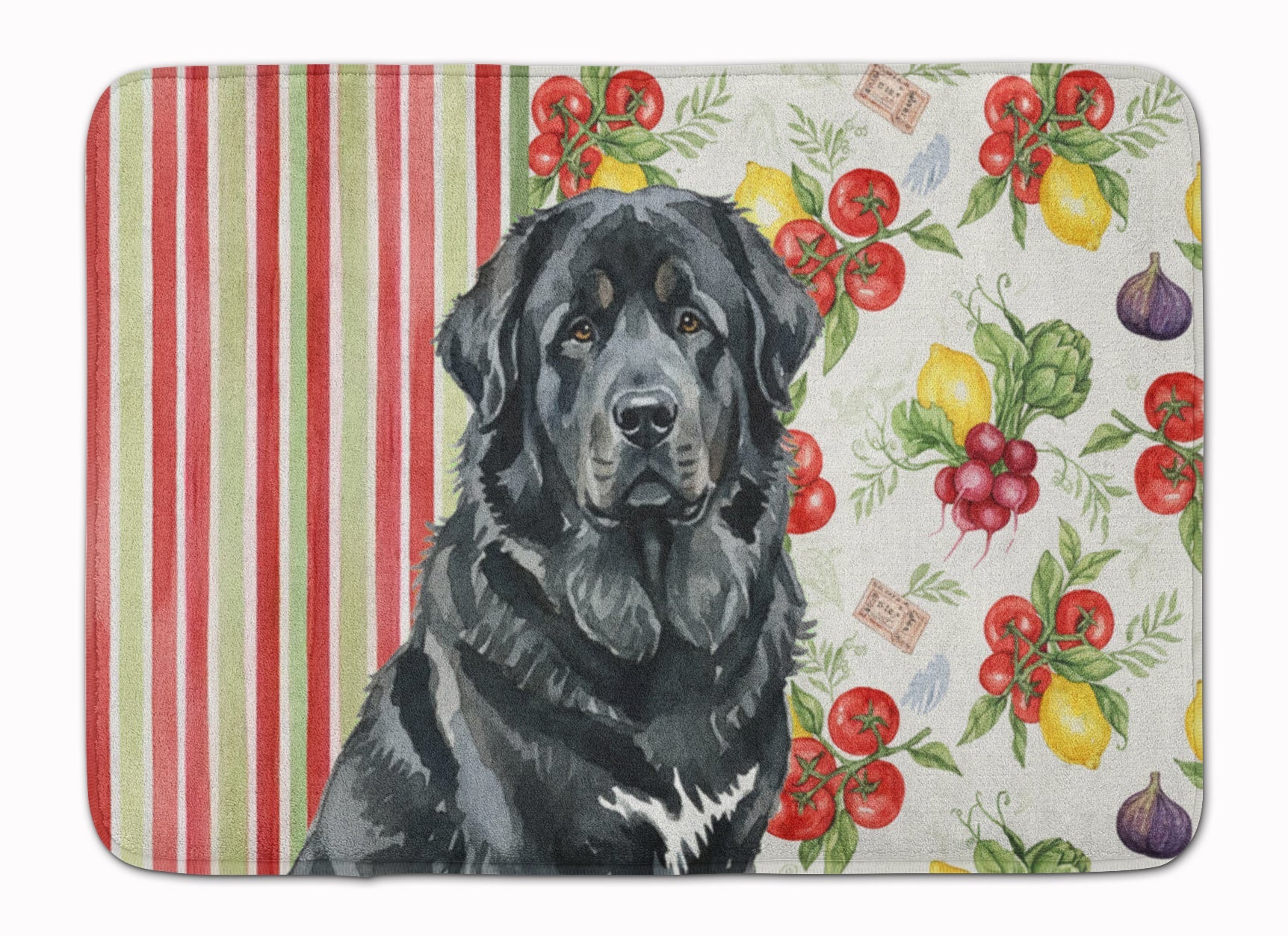 Black Tibetan Mastiff Vegetables Memory Foam Kitchen Mat Machine Washable Anti-Fatigue Cushion Comfort Bath or Kitchen Rug