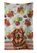 Red Gold Tibetan Mastiff Vegetables Kitchen Towel Velour Plush Front and Cotton Loop Back Machine Washable