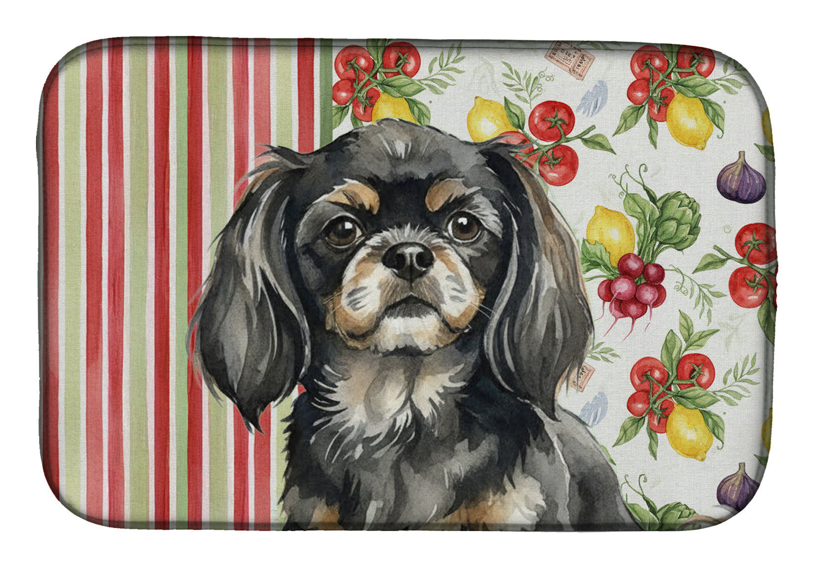 Black and Tan Tibetan Spaniel Vegetables Dish Drying Mat Absorbent Dish Drying Mat Pad for Kitchen Counter Dish Drainer Mat for Countertop, 14 x 21", Multicolor