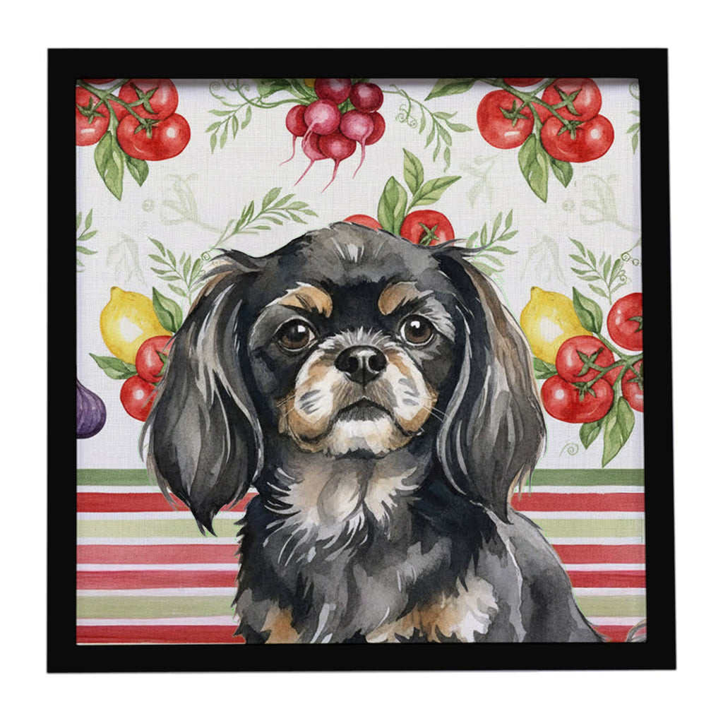 Black and Tan Tibetan Spaniel Vegetables Framed Metal Print Bathroom, Kitchen, Office, Home Decor Wall Art Ready to Hang, Square, 8X8