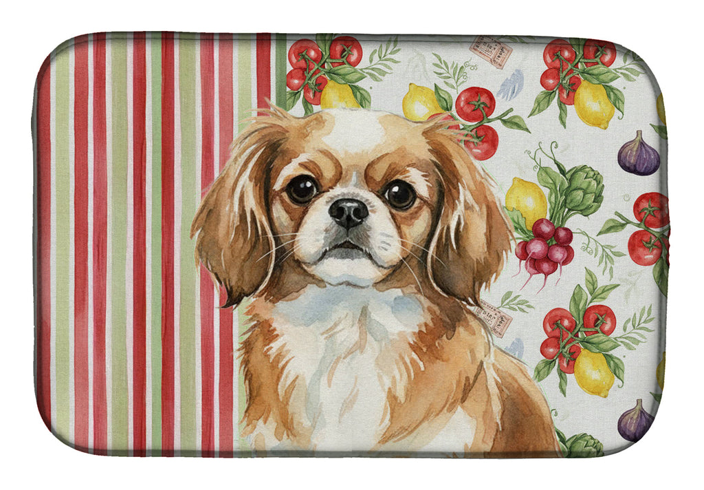 Tibetan Spaniel Vegetables Dish Drying Mat Absorbent Dish Drying Mat Pad for Kitchen Counter Dish Drainer Mat for Countertop, 14 x 21", Multicolor