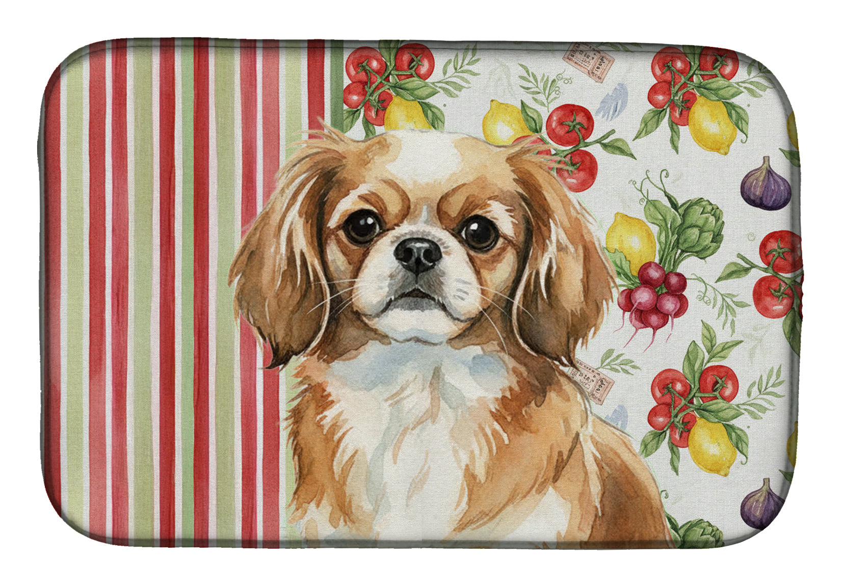 Tibetan Spaniel Vegetables Dish Drying Mat Absorbent Dish Drying Mat Pad for Kitchen Counter Dish Drainer Mat for Countertop, 14 x 21", Multicolor