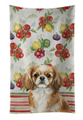 Tibetan Spaniel Vegetables Kitchen Towel Velour Plush Front and Cotton Loop Back Machine Washable