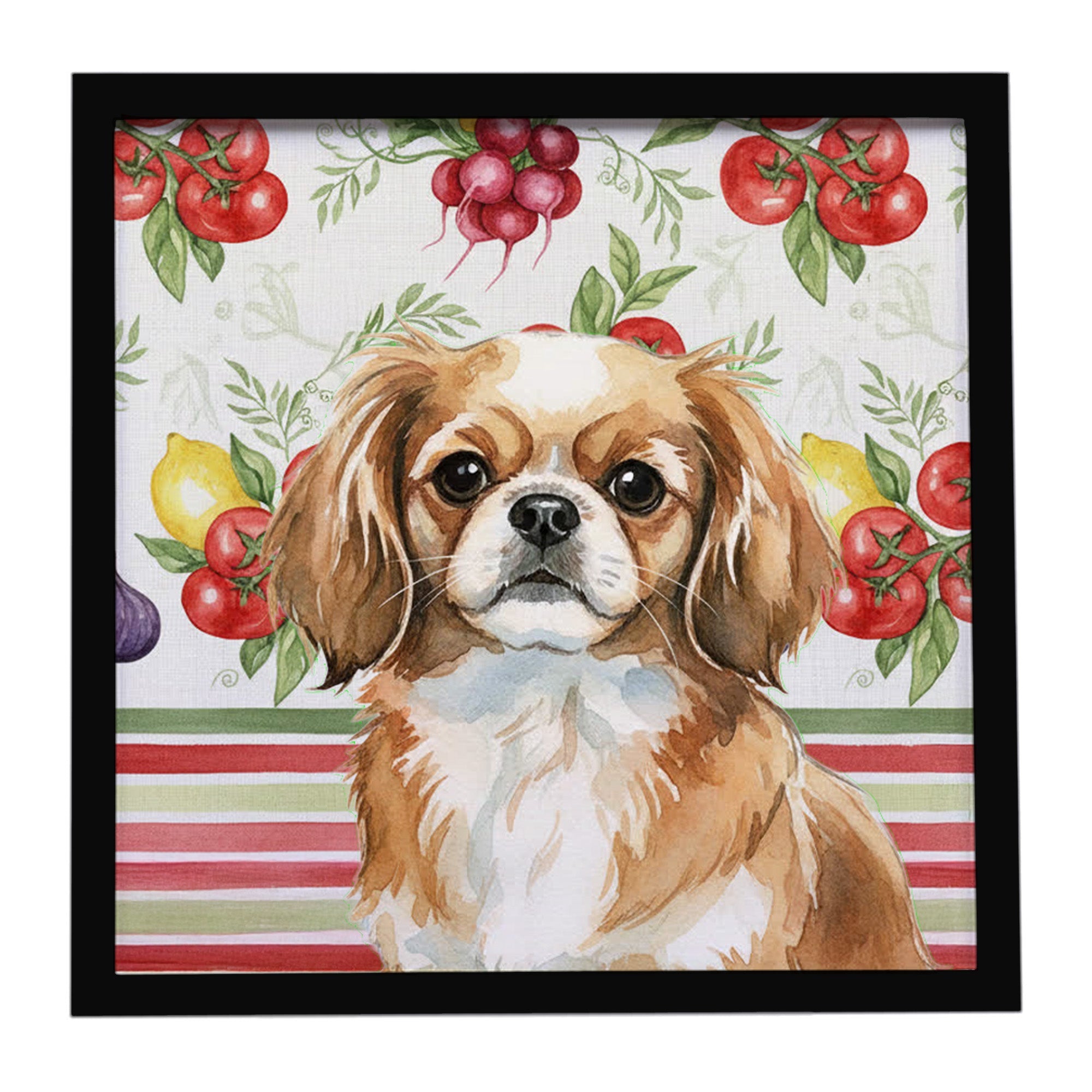 Tibetan Spaniel Vegetables Framed Metal Print Bathroom, Kitchen, Office, Home Decor Wall Art Ready to Hang, Square, 8X8