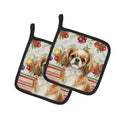 Tibetan Spaniel Vegetables Pot Holder Set of 2 Heat Resistant Quilted Hot Pads 7.5 x 7.5 Inch, Insulated Kitchen Trivets for Cooking & Baking
