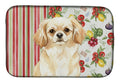 Cream Tibetan Spaniel Vegetables Dish Drying Mat Absorbent Dish Drying Mat Pad for Kitchen Counter Dish Drainer Mat for Countertop, 14 x 21", Multicolor