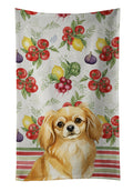 Gold Tibetan Spaniel Vegetables Kitchen Towel Velour Plush Front and Cotton Loop Back Machine Washable