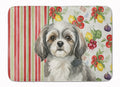 Grey and White Tibetan Spaniel Vegetables Memory Foam Kitchen Mat Machine Washable Anti-Fatigue Cushion Comfort Bath or Kitchen Rug